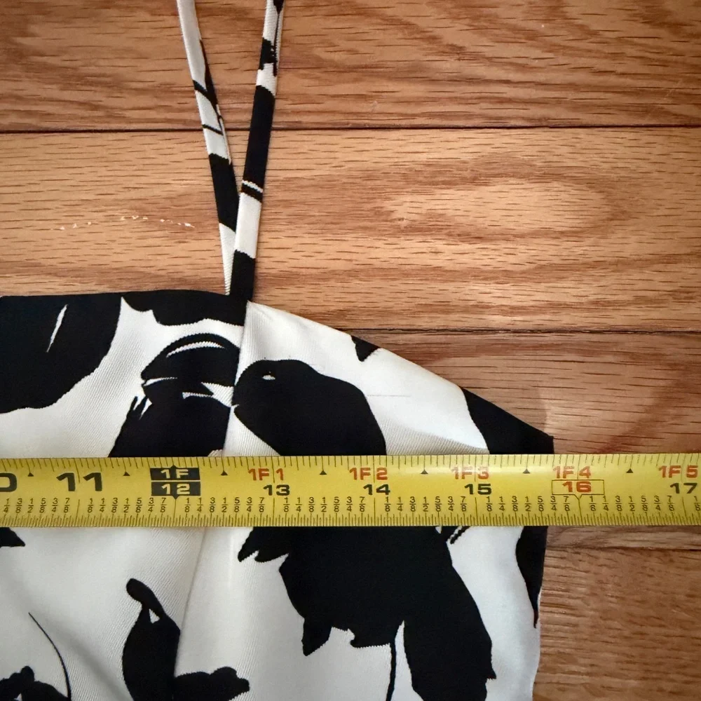 Ann Taylor Black and White Floral 100% Silk Shiftdress Size 4?: Preppy, Abstract - Picture 7 of 10